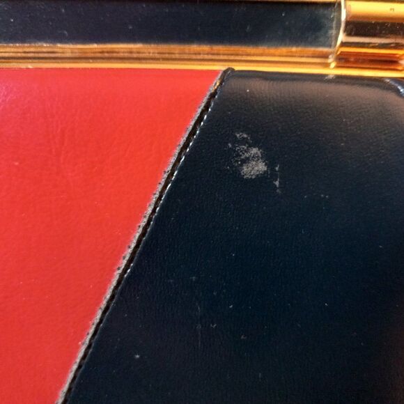 Vintage Navy/Red Box Satchel Handbag, Granny chic Cottagecore Grandmacore - Picture 2 of 11